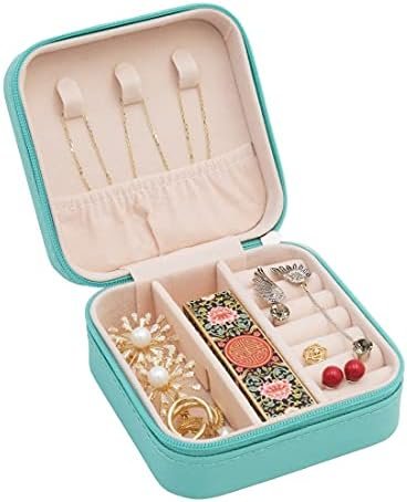 Mini Jewelry Travel Case, Small Portable Jewellry Organizer Box Portable Display Storage Box for Rings Earrings Necklaces, Gifts for Girl, Women, Wedding, Birthday,New Year,Christmas Gifts (Blue) - Image 5
