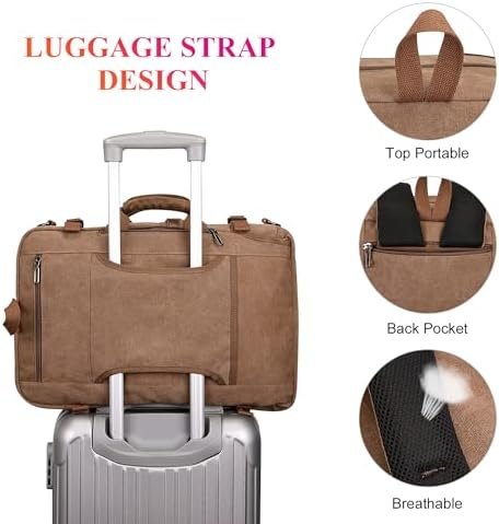 WITZMAN Canvas Travel Backpack for Men Large Laptop Backpack Fit 16 inch Carry-on Airline Approved Convertible Shoulder Rucksack(A6617-3 Brown) - Image 5