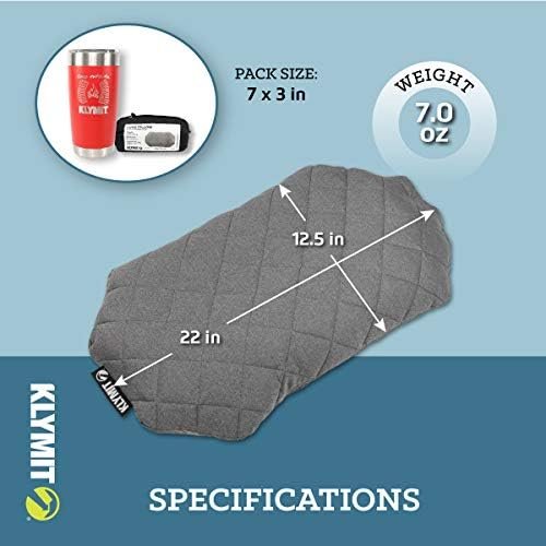 Klymit Luxe Travel Pillow, Lightweight Inflatable Hybrid Airplane, Backpacking, Hammock, and Camping Pillow, Grey - Image 2