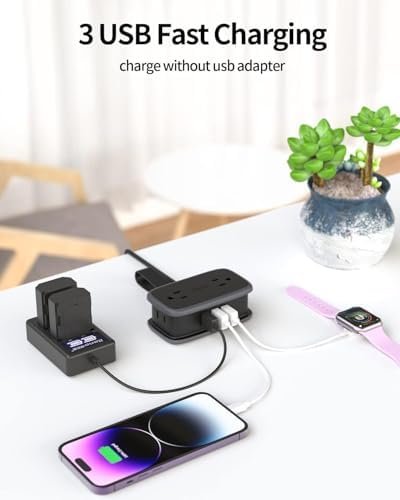 Travel Power Strip with USB Ports, NTONPOWER 4ft Flat Plug Wrapped Around Short Extension Cord with 4 Outlets 3 USB Ports, Compact for Cruise Travel Essential Hotel Home Office, Black - Image 5