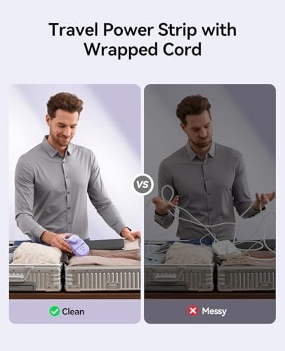 ORICO 4FT Purple Travel Power Strip with 4 AC Outlets, 2 USB-A Ports, and 1 USB-C Port, 45° Flat Plug Extension Cord with Non Surge Protector for Travel/Home/Dorm/Office-AP3 - Image 5