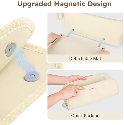 MOKURA Hot Hair Tools Travel Bag with Heat Resistant Mat Removable, Hair Accessories Organizer Case, Women Travel Essentials, Storage Pouch for Curling Iron Straightener Flat Iron Hair Dryer, Ivory - Image 3