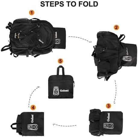 45L Hiking Backpack with Rain Cover, Lightweight Foldable Camping Backpack for Trekking, Water-Resistant Daypack with Hiking Pole & Mat Carrying System,Black - Image 5