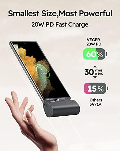 VEGER Portable Charger, USB C Power Bank, 5000mAh Mini Battery Pack Fast Charging 20W Small Charging Bank for iPhone 16/16 Pro/16 Pro Max/15, Samsung Galaxy S25, S24, S23, Note 20, Pixel, Moto, LG - Image 3