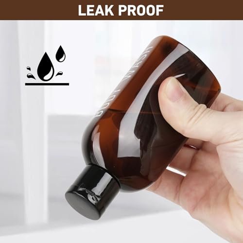Travel Kit - 10 Pcs Travel Bottles for Toiletries, TSA Approved, Leak Proof Plastic Small Cream Jars & Refillable Spray Bottle for Shampoo, Conditioner (Brown) - Image 4