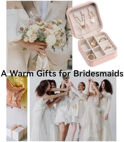 Vlando Travel Jewelry Case - Valentines Day Gifts for Her - Small Jewelry Travel Organizer Box Travel Essentials Gift for Teen Girl Women - Pink - Image 7