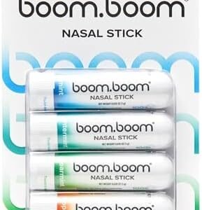 BoomBoom Nasal Stick | Vapor Flow Technology | Cool Refreshing Sensation | Natural Mood Boost | Simple Ingredients | Essential Oils + Menthol Inhaler (Mint, Wintermint, Tropical, Spearmint)