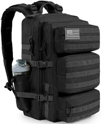 50L Military Tactical Backpack Large Day Backpack for Men Molle Army 3 Days Assault Pack Bug Out Bag Water Resistant and Heavy Duty Hiking Treeking Rucksack - Black