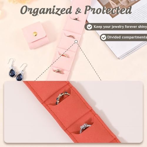Mini Travel Jewelry Bag with Buckle, Portable Travel Jewelry Organizer Case, Foldable Jewelry Roll for Earrings, Necklaces, Rings,Bracelets,Lightweight Travel Jewelry Pouch (4Pcs) - Image 4