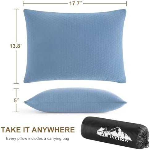 Ivellow Memory Foam Travel Pillow Compressible Camping Pillow for Sleeping Shredded Memory Foam Pillow Compact Firm Supportive Travel Pillow for Adults Kids Outdoor Hiking Essential Gear Blue-M - Image 4