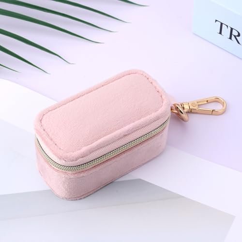 Mini Jewelry Box, Jewellery Travel Case Small Partitioned Earrings Box 2-in-1 Ring Holder Keychain Organizer for Storing Ring Necklace Pendants Women (Pink) - Image 3