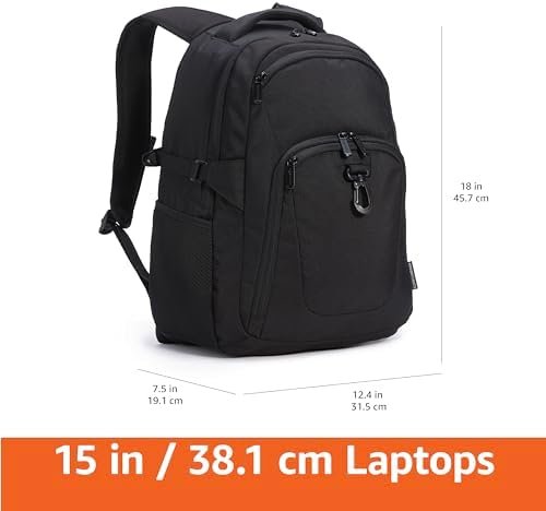 Amazon Basics Travel Laptop Backpack for 15.6 inch Laptop, Black - Image 4