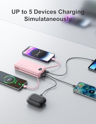 20000mAh Ultra-Portable-Charger-Power-Bank PD20W with Built in Cables&AC Wall Plug,Fast Charging Cell Phone Charger Battery Pack,LED Display Travel Battery Bank for All iPhone,Samsung,Android - Image 7