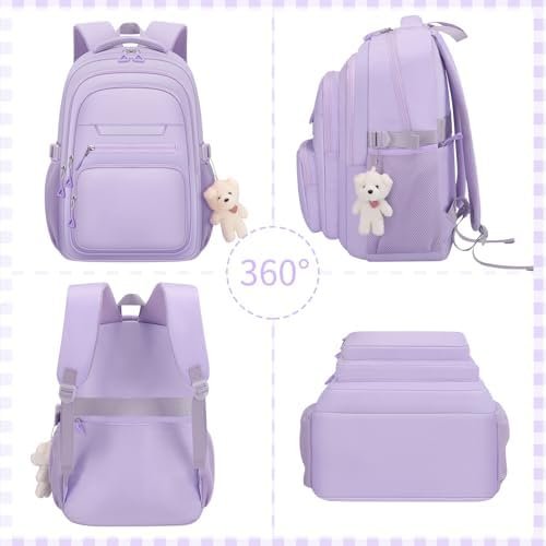 Cute Girls Backpack for School Kids Travel College backpack for Women Teen Purple Bookbags Aesthetic Laptop Bagpack - Image 3