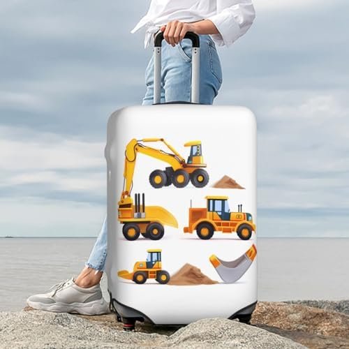 Luggage Suitcase COVER Machinery Excavator Truck and Loader, Cartoon Toy Suitcase COVERS Elastic, M - Fits 22-24 inch luggage (No Suitcase) - Image 8