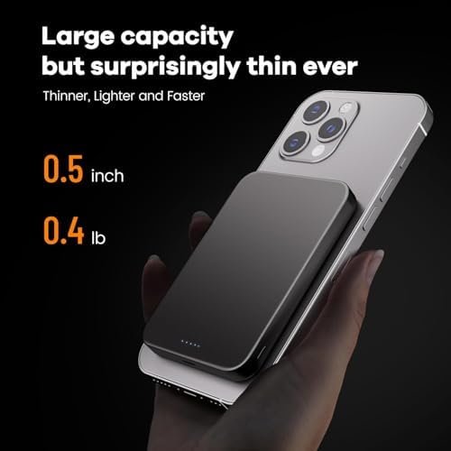Magnetic Portable Charger – Industry-First Titanium Power Bank, 10,000mAh Ultra-Slim 0.5-Inch Design, 20W Fast Charging Battery Pack for iPhone 17/16/15/14/13/12/Air Series - Image 7