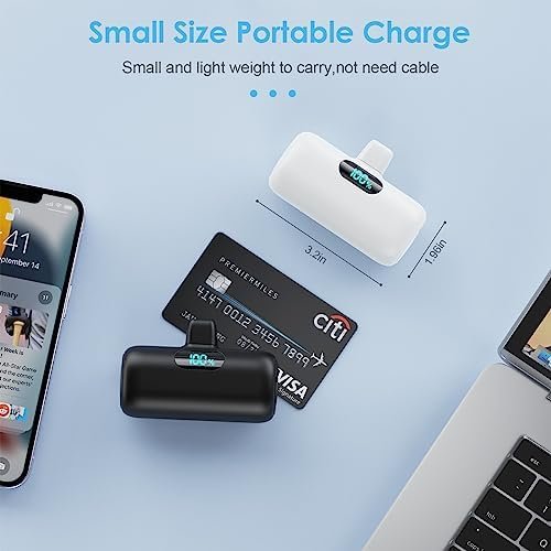 [2 Pack]Small Portable Charger for iPhone,Upgraded 5000mAh PD Fast Charging Power Bank,Cute Mini Portable Phone Charger Battery Pack Compatible with iPhone 14/14 Pro Max/13/13 Pro/12 Pro/11/XR/X/8 etc - Image 4