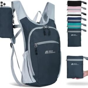 Hiking Backpack 10L/15L Small Daypack Lightweight Packable Travel Foldable Water Resistan for Women Men (Gray, 10L)