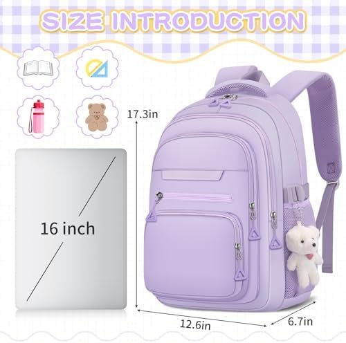 Cute Girls Backpack for School Kids Travel College backpack for Women Teen Purple Bookbags Aesthetic Laptop Bagpack - Image 2