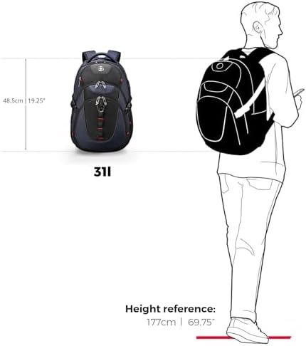 Swissdigital Design Laptop Backpack with USB Charging Port, Travel Backpack Fits 15.6 inches Computer, 31L College School Backpack for Men, Blue/Black | SD803-12 | Water Repellent - Image 7