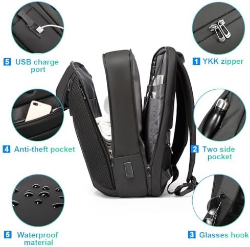 BANGE Smart Business Laptop Backpack Waterproof can fit 15.6-17.3 Inch Laptop with 3.0 USB charging port for men and women - Image 4