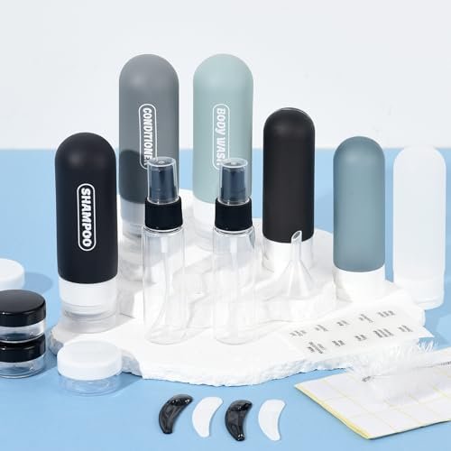 20 Pack Travel Bottles Set, TSA Approved Travel Size Toiletries Containers, Leak Proof Shampoo and Conditioner Bottles, Refillable Travel Essentials Toiletry Bottles (Dark Color) - Image 7