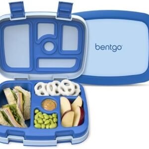 Bentgo Kids Bento-Style 5-Compartment Leak-Proof Lunch Box - Ideal Portion Sizes for Ages 3 to 7 - Durable, Drop-Proof, Dishwasher Safe, PFAS & BPA-Free & Made with Food-Safe Materials (Blue)