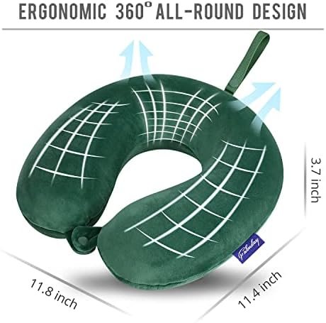 Neck Pillow for Travel Memory Foam - Travel Pillows for Sleeping Airplane with Attachable Snap Strap Soft Washable Cover, Flight Pillow for Traveling, Car, Provide Head Neck Support Dark Green - Image 5