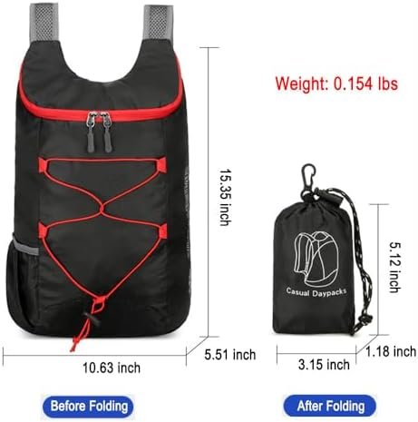 Lightweight and Thin Foldable Backpack, Climbing Bag, Hiking Daypack,15L Waterproof Travel Packable Rucksack (Black) - Image 2
