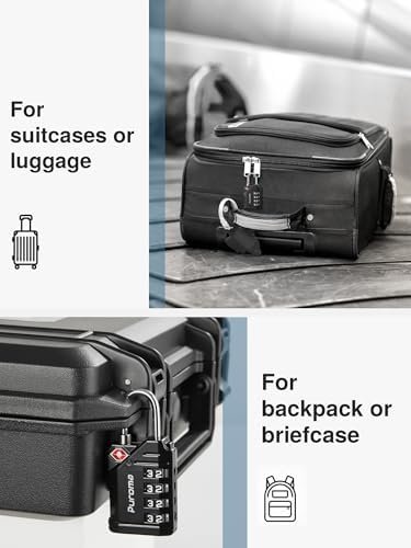 Puroma TSA Approved Travel Luggage Locks, 2 Pack Black 4 Digit Resettable Combination Code Lock with Zinc Alloy Body for Suitcase, Backpack, Laptop Bag, Gym Locker, Toolbox - Image 8