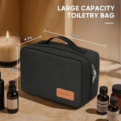 Toiletry Bag for Men,Mens Travel Toiletry Organizer,Men's Travel Essentials,Water Resistant Shaving Bag for Toiletries Accessories -Black - Image 6