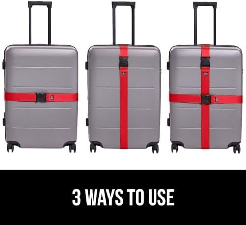 GORILLA GRIP Heavy Duty Adjustable Luggage Straps for Suitcases, Easy to Identify Travel Belt Connector Holds Suitcase Together, Extends Life of Bag, Strap Connects Two Bags, Accessories 2 Pack Red - Image 6
