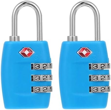 Uonlytech 2 Pcs TSA Approved Luggage Locks Blue Metal Combination Password Locks for Travel Suitcases and Lockers Security Safety