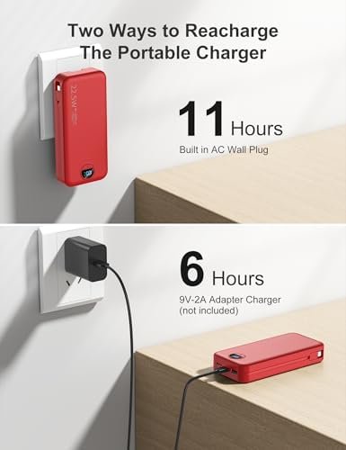 20000mAh Ultra-Portable-Charger-Power-Bank PD20W with Built in Cables&AC Wall Plug,Fast Charging Cell Phone Charger Battery Pack,LED Display Travel Battery Bank for All iPhone,Samsung,Android - Image 5