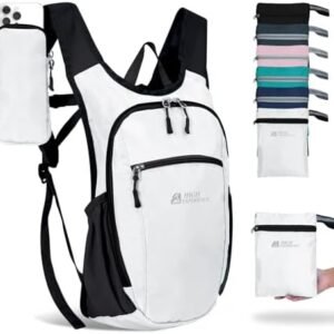 Hiking Backpack 10L/15L Small Daypack Lightweight Packable Travel Foldable Water Resistan for Women Men (White, 10L)
