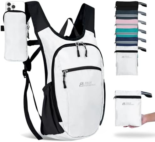 Hiking Backpack 10L/15L Small Daypack Lightweight Packable Travel Foldable Water Resistan for Women Men (White, 10L)
