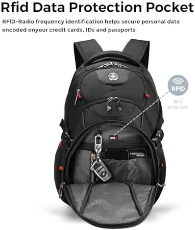 Swissdigital Design Laptop Backpack with USB Charging Port, Travel Backpack Fits 15.6 inches Computer, 31L College School Backpack for Men, Black | SD803-01 - Image 5