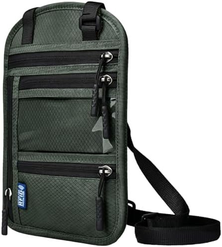 RFID Blocking Travel Neck Wallet–Hidden Passport Holder & Anti-Theft Money Pouch for Men & Women, Lightweight Concealed Travel Organizer with Adjustable Strap Secure Document