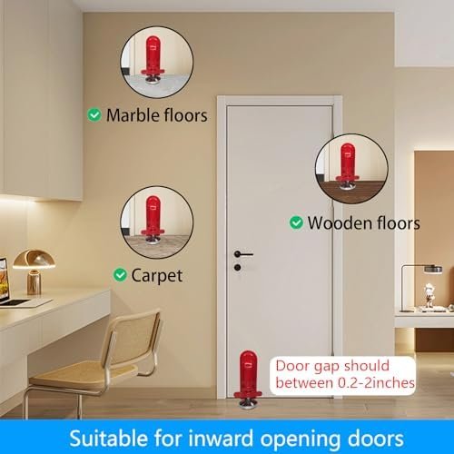 Door Stoppers Security - Portable Door Lock for Travel Anti Theft Door Blocker, Hotel Room Apartment Safety - No Drill Garage Door Brace Devices for Women, Children - Sleep with Peace of Mind - Image 4