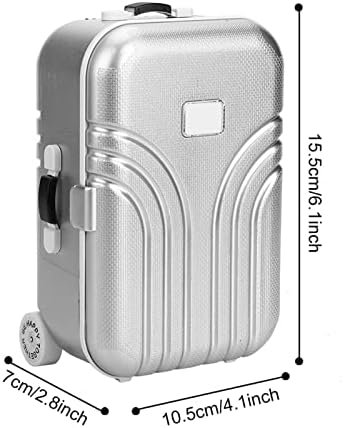 Pongnas Baby Suitcase Toy Cute Mini Travel Plastic Rolling Suitcase Mini Luggage Box 15.5 x 10.5 x 7cm (Silver) - Image 6