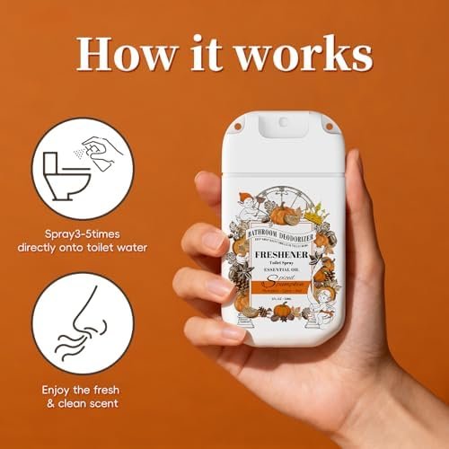 Pocket Size Toilet Spray for Poop, Pumpkin and Apple Cinnamon Scent, Bathroom Odor Eliminator with Removable Hook,Travel Essentials Variety 2 Pack - Image 6