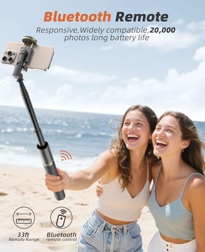 Phone Tripod & Selfie Stick with Remote, Portable, Lightweight for Video Recording Vlog, Extendable Travel Tripod Stand Compatible with iPhone Android, Black, 62" - Image 4