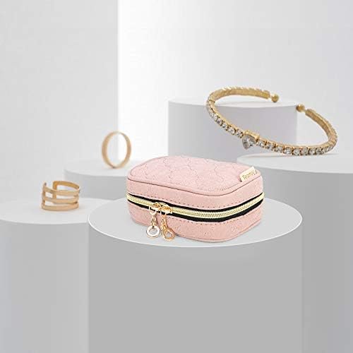 Teamoy Mini Jewelry Travel Case, Storage Organizer Bag for Earrings, Necklace, Rings, Misty Rose - Image 8