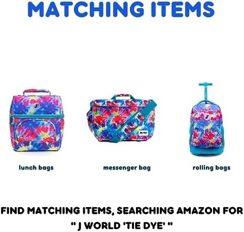J World Sunny Rolling Backpack for Kids. Roller Bag With Wheels, Tie Dye - Image 9