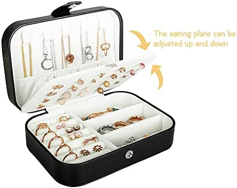 Hatori Travel Jewelry Box, PU Leather Small Jewelry Organizer for Women Girls, Portable Mini Travel Case Display Storage Holder Boxes for Stud Earrings, Rings, Necklaces, Bracelets. - Image 4