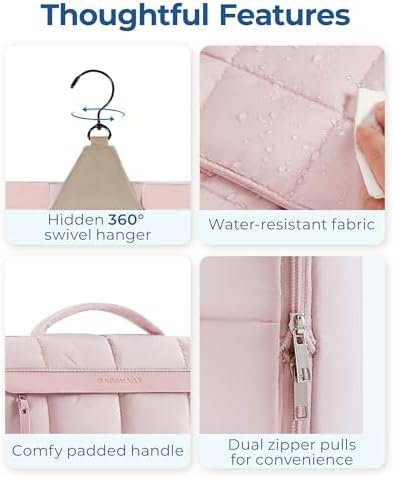 BAGSMART Travel Toiletry Bag, Extra Large Full-open Hanging Toiletry Bag for Women, Puffy Cosmetic Makeup Bag Organizer with Handle for Accessories, Essentials, Toiletries (Purple) - Image 6