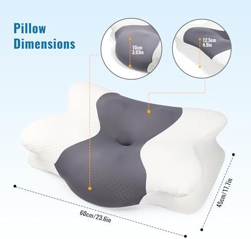 Cervical Neck Pillow for Neck Pain Relief - Side Sleeper Pillow for Adults with Neck Pain, Contoured Support Beauty Pillow, Back Sleep Training Pillow,Grey - Image 5