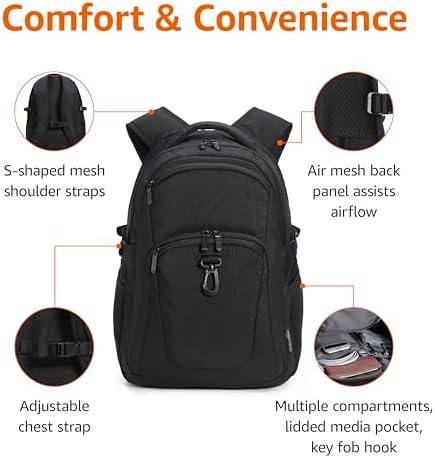 Amazon Basics Travel Laptop Backpack for 15.6 inch Laptop, Black - Image 2