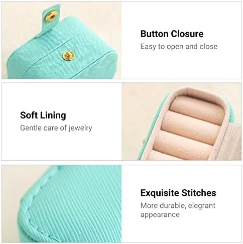 CASEGRACE Small Jewelry Ring Box Mini Travel Jewelry Case Portable Ring Storage Case for Rings Earrings, Gifts for Women, Blue - Image 3