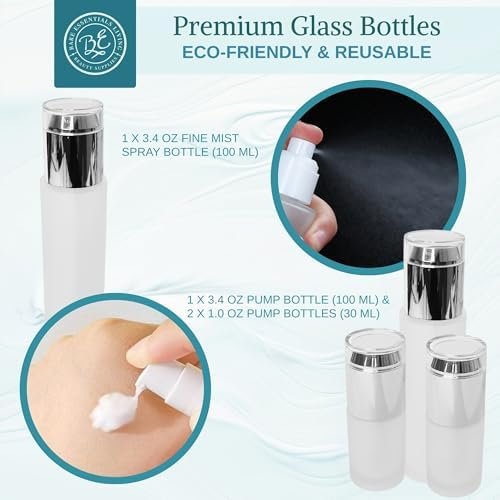 14 Pcs Travel Skincare Containers Set-TSA Approved Toiletry Bag & Glass Travel Bottles for Toiletries Pump, Spray & Dropper Bottles Travel Size Containers for Foundation, Serum Moisturizer Oil & Cream - Image 5